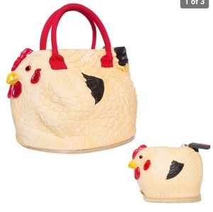 Rubber chicken handbag and change purse